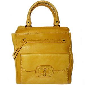 Gorgeous Large Elie Tahari Vera Shopper Yellow Leather Handbag